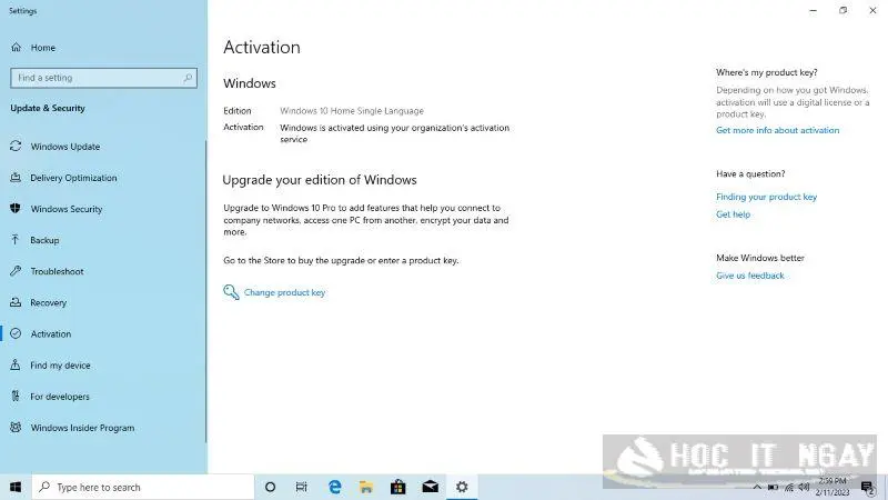 Thông báo Windows 10 đã active thành công