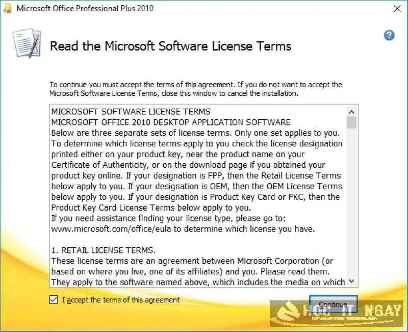 Tick chọn chấp nhận điều khoản của nhà cung cấp Microsoft
