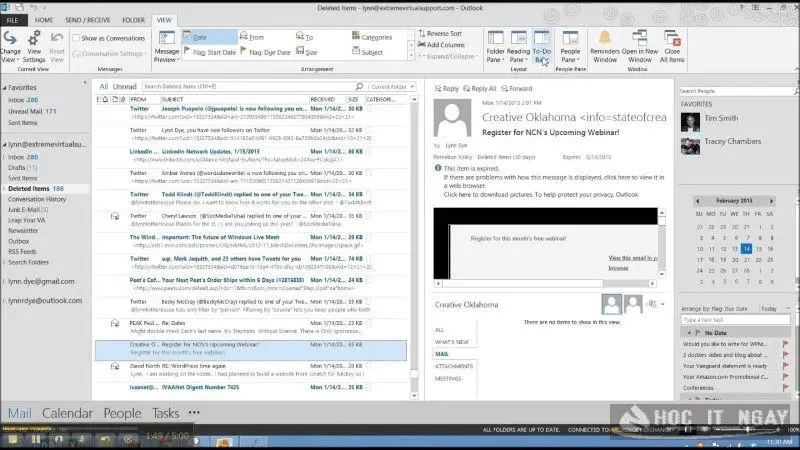 Outlook giao diện thân thiện, dễ dàng ghi chép