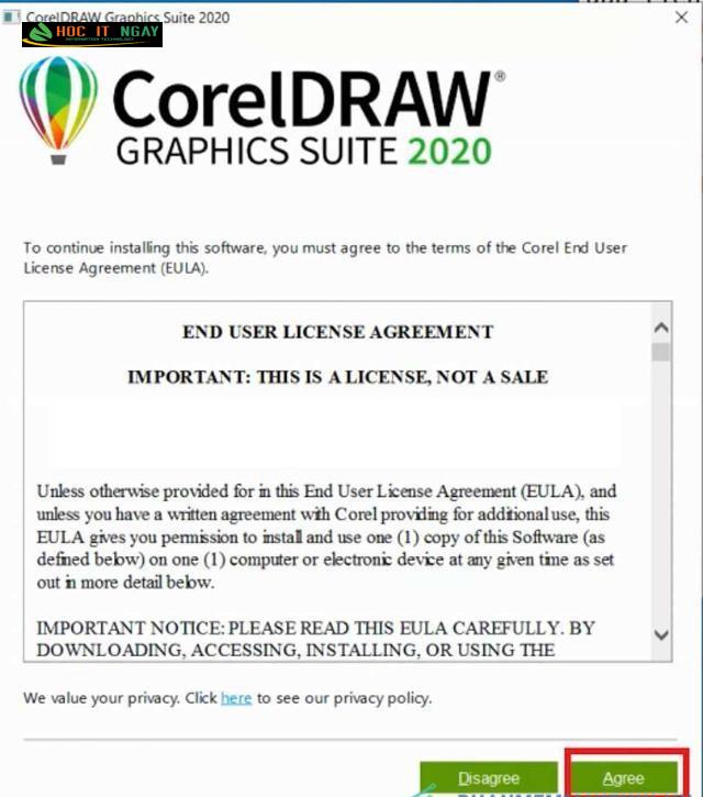 Tải CorelDraw 2020 Full vĩnh viễn: Hướng dẫn tải & cài đặt 17 Ấn chọn Agree