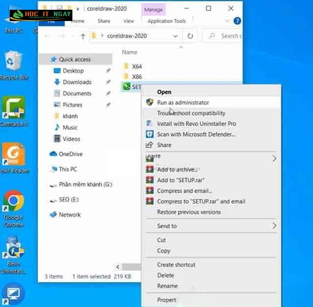 Tải CorelDraw 2020 Full vĩnh viễn: Hướng dẫn tải & cài đặt 13 Khởi chạy file bằng quyền admin