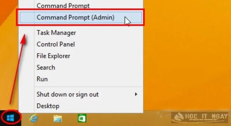 Mở tùy chọn Command Prompt (Admin)