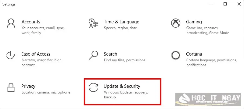 Ở cửa sổ Setting chọn Update & security, Click Activation