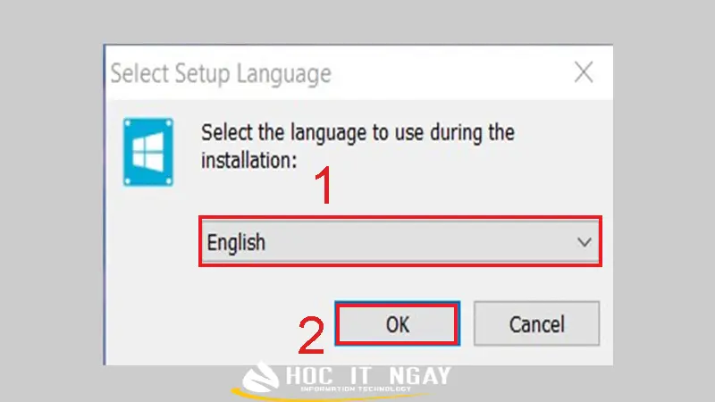 Mở WinToHDD và chọn ngôn ngữ cài đặt phần mềm.