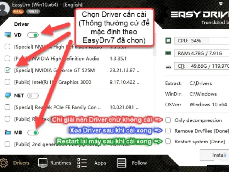 Sử dụng phần mềm EasyDrv7 để cài đặt driver âm thanh Win 7