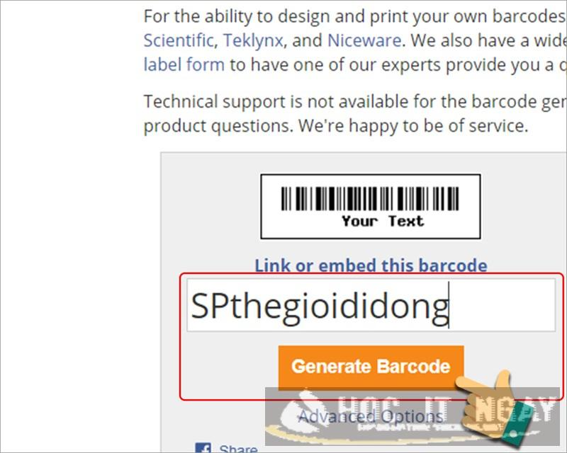 Nhấn Generate Barcode