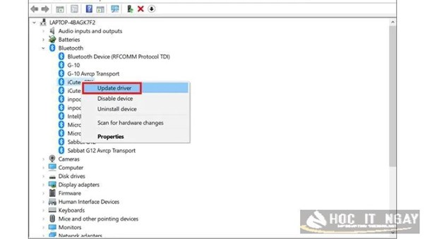 Cách tải và cài đặt Driver Bluetooth Win 10 hiệu quả 52 Chọn Update Driver