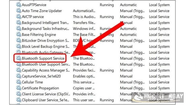 Cách tải và cài đặt Driver Bluetooth Win 10 hiệu quả 74 Chọn lệnh Bluetooth Support Service