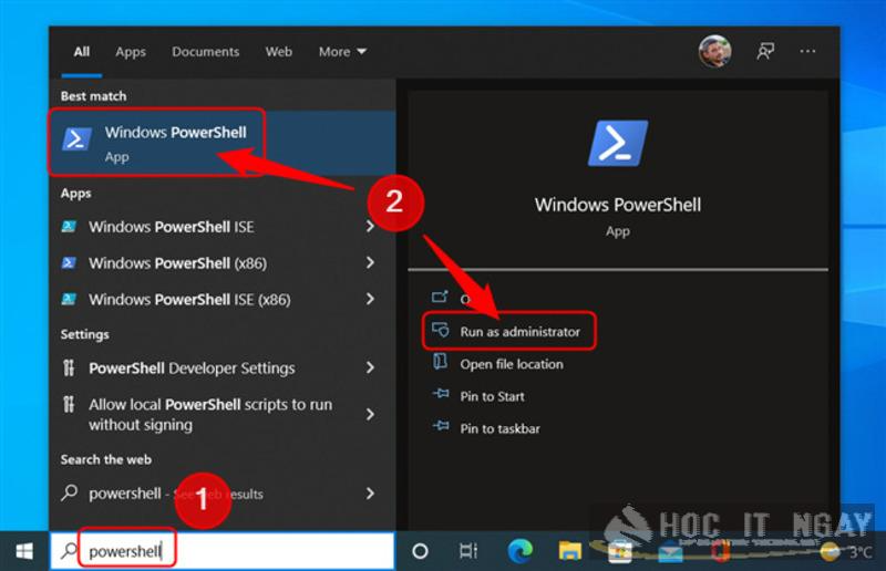 Hướng dẫn Active Win 10 1703 32/ 64Bit vĩnh viễn miễn phí 45 Mở hộp thoại Windows PowerShell