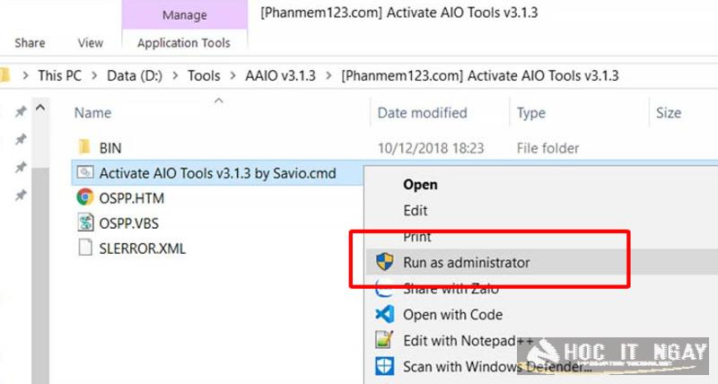 Hướng dẫn Active Win 10 1703 32/ 64Bit vĩnh viễn miễn phí 52 Chạy tệp Activate AIO Tools v3.1.3 sau khi tải xuống