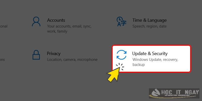 Hướng dẫn Active Win 10 1703 32/ 64Bit vĩnh viễn miễn phí 65 Nhấp vào lệnh Update & Security