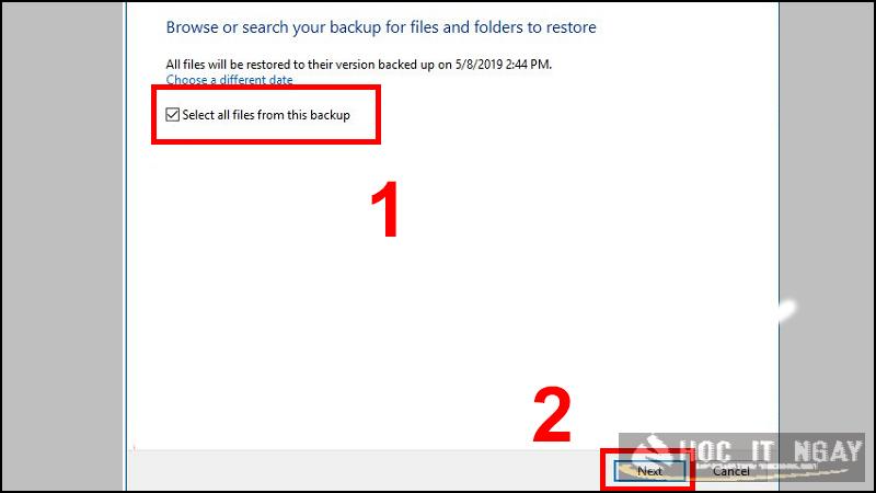 Tick vào tùy chọn Select all files…