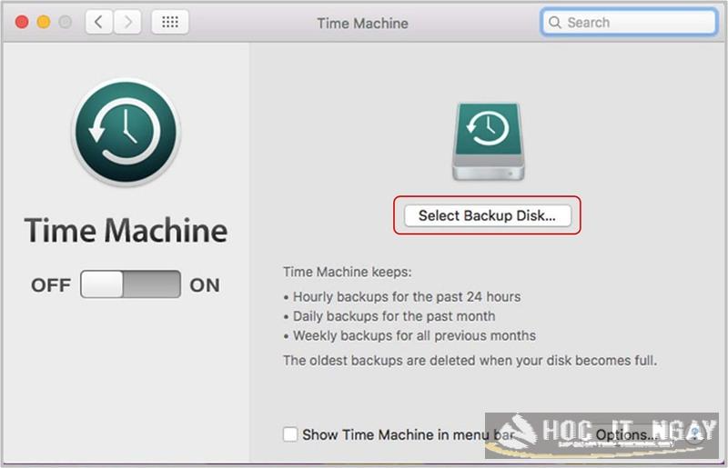 Nhấn chọn Select Backup Disk