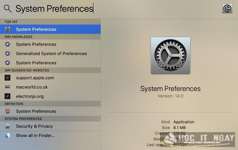 Chọn lệnh System Preferences