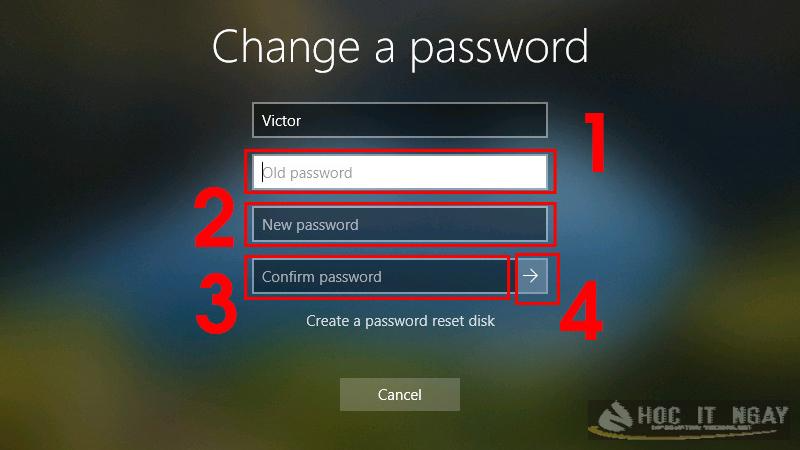 Tiến hành điền và xác nhận password