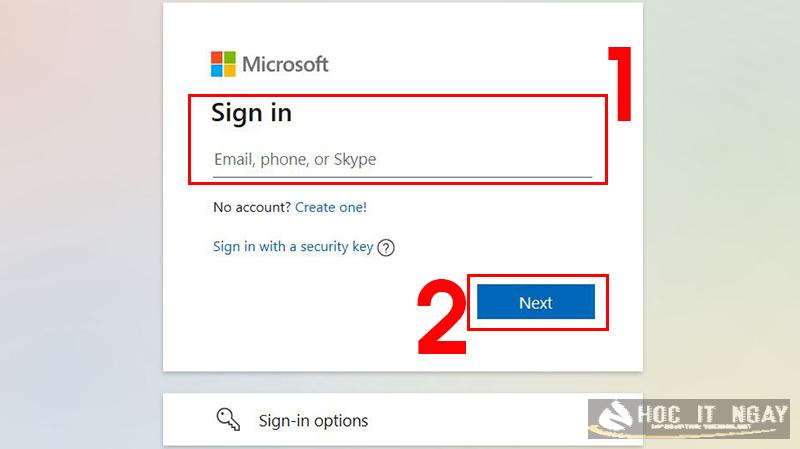 Nhập vào account Microsoft
