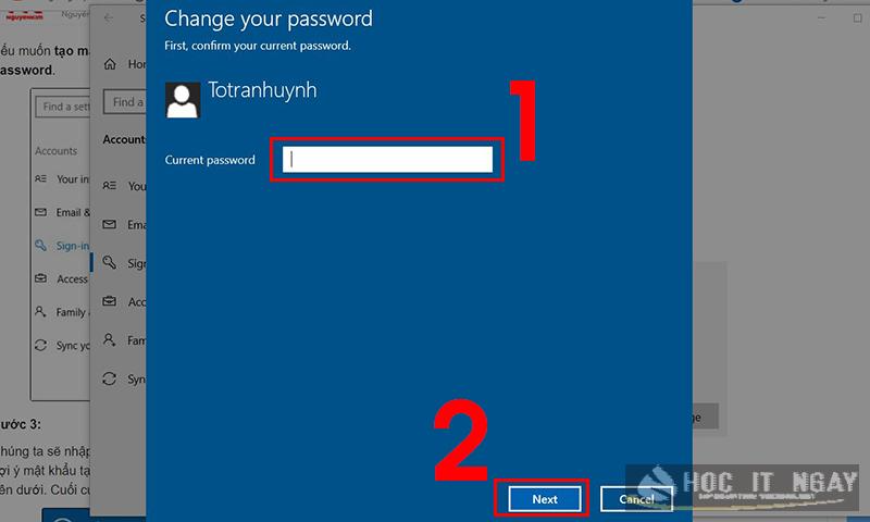 Điền mật khẩu Windows 10 cũ
