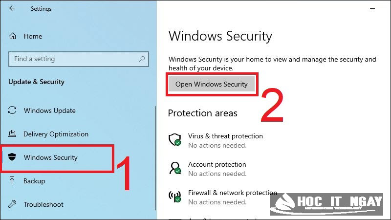 Thao tác với Windows Security