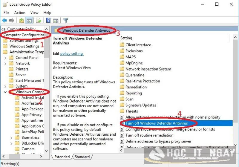 Cách bật/ tắt phần mềm diệt virus win 7 nhanh chóng, hiệu quả 31 Thao tác tắt kích hoạt Windows Defender