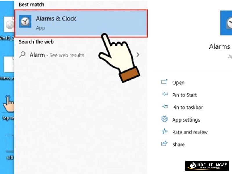 Nhấn chọn ứng dụng Alarm & Clock