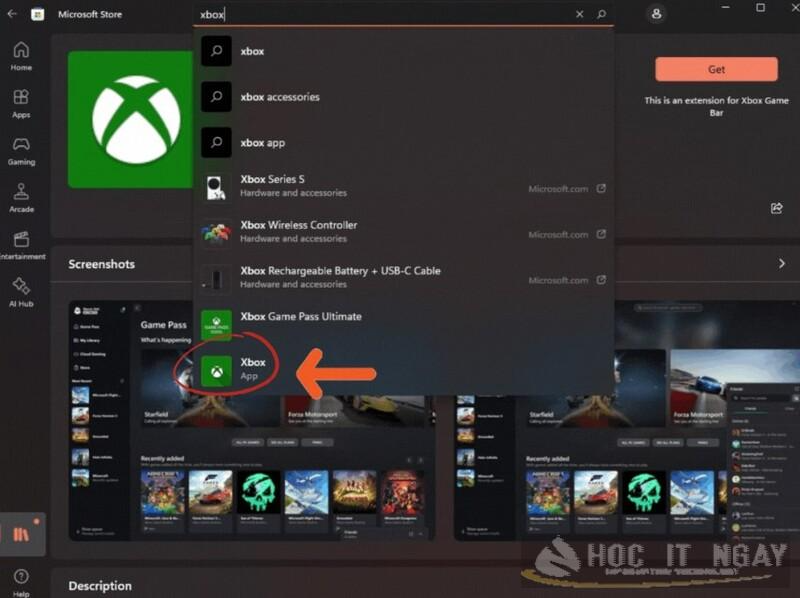 Tìm kiếm và mở công cụ Xbox