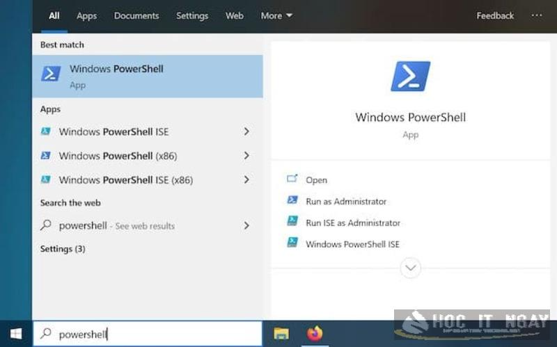 Mở ứng dụng Windows PowerShell