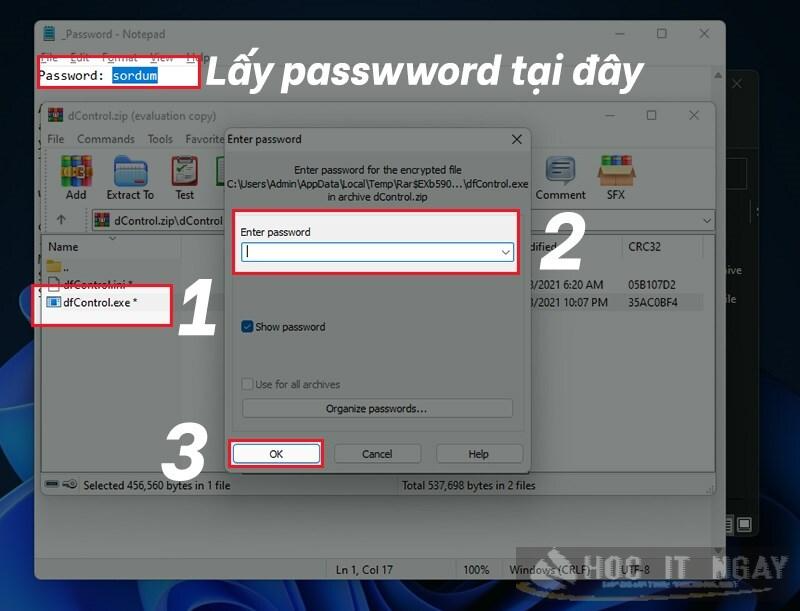 Nhập password theo 3 bước hướng dẫn
