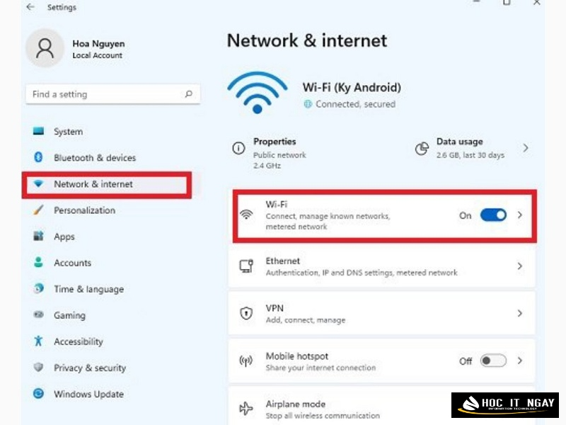 Hướng dẫn bật wifi Laptop trên Win 10 và 11 nhanh chóng 37 Chọn Network & Internet và nhấn vào mục Wifi