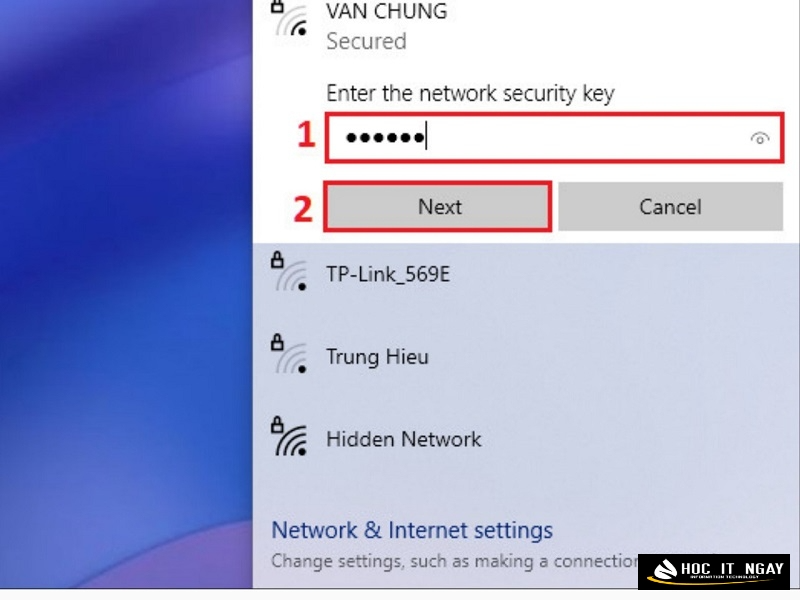 Hướng dẫn bật wifi Laptop trên Win 10 và 11 nhanh chóng 24 Tiếp tục nhấn Next để kết nối mạng Wifi
