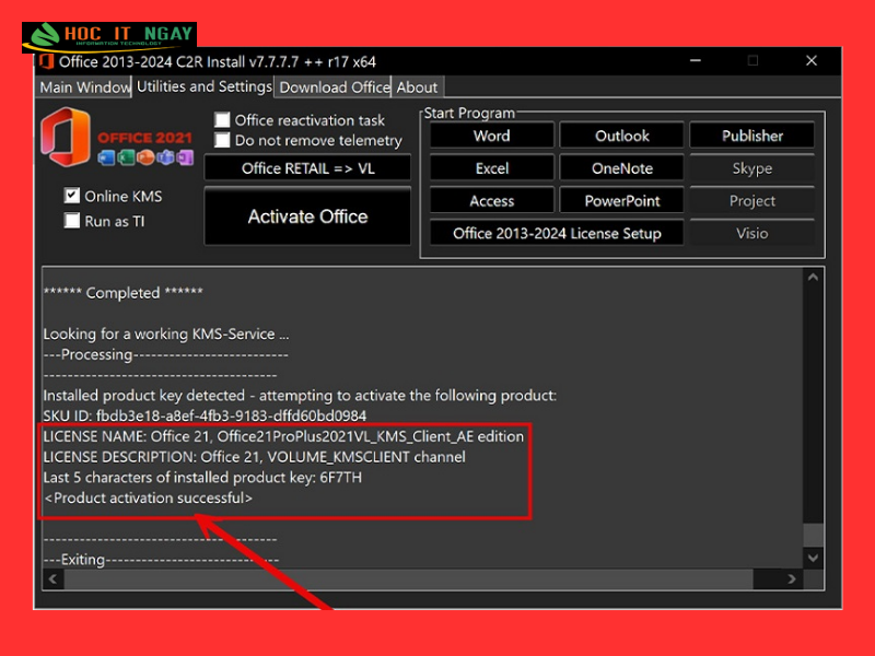Download Office 2021 Full Crack Google drive Miễn Phí 29 Khi xuất hiện thông báo thành công là Office 2021 đã được Crack.